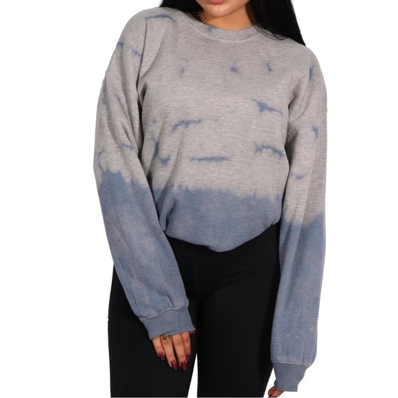 Wild Fable Blue Grey Tie Dye Fleece Crewneck Pullover Sweatshirt - Picture 1 of 6